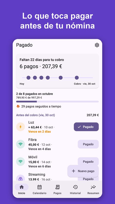 Pagado: recibos y facturas