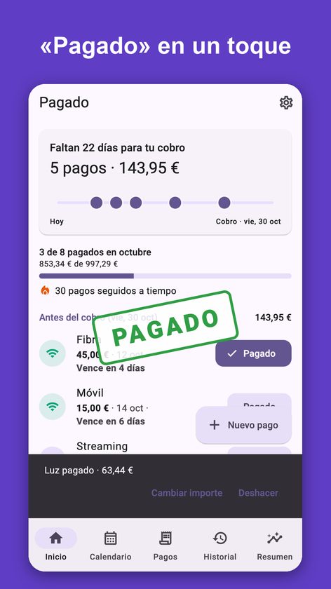 Pagado: recibos y facturas