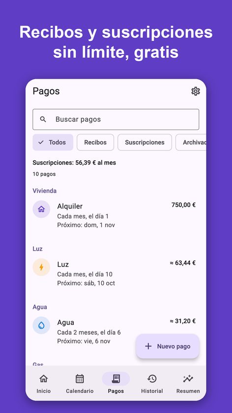 Pagado: recibos y facturas