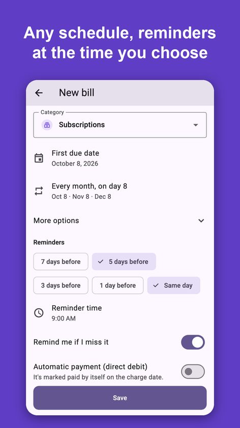 Pagado: Bill Reminder