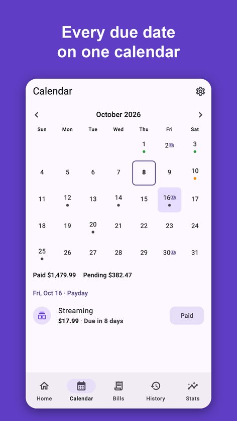 Pagado: Bill Reminder